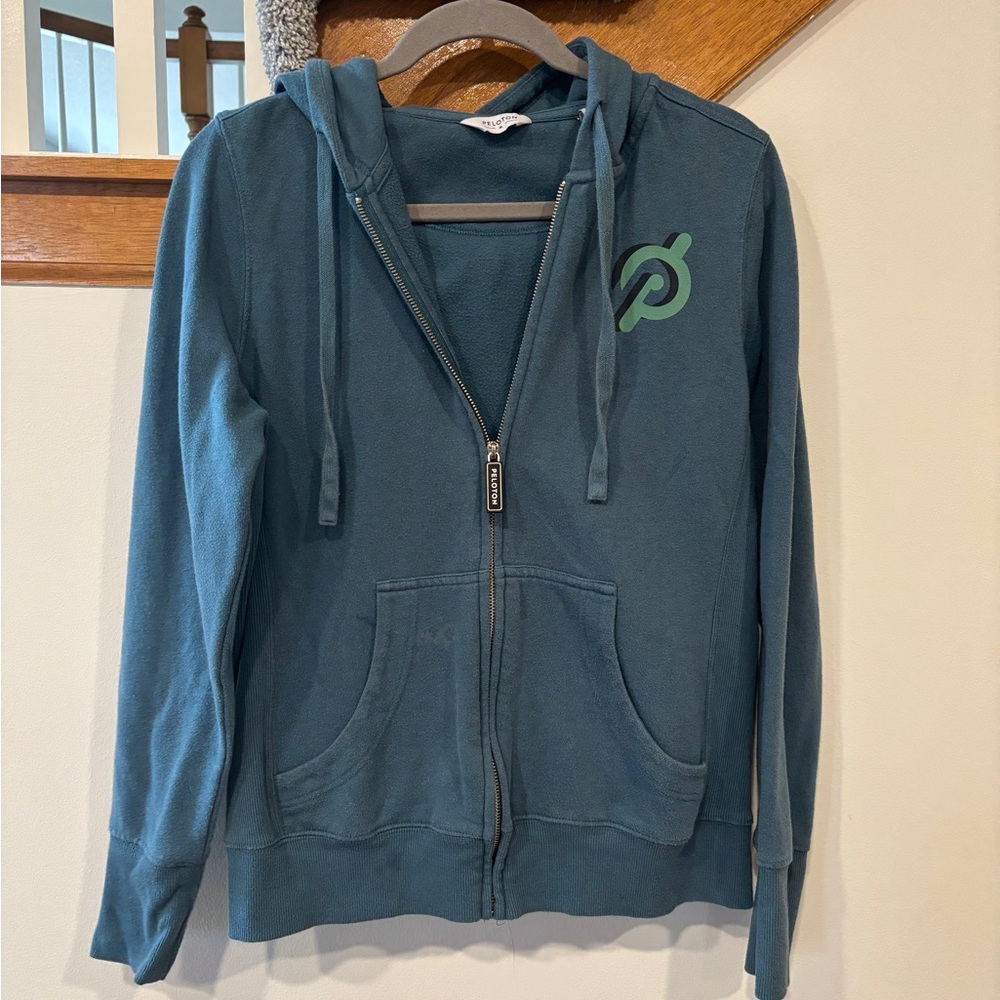 Peloton Teal Digi Bloom Zip-Up Hoodie Jacket - Women’s Medium